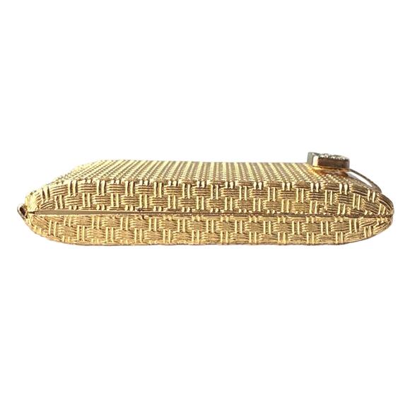 60s Max Factor Regency Golden Weave Compact | Rhinestone Clasp | Creme Puff - Picture 2 of 11